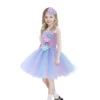 Girls Princess Mermaid Dress With Headband Birthday Party Costume