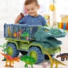 Kids Dinosaur Transport Car Carrier Truck With 3 Dino Toys Friction Powered Dinosaur Set For Boys Girls