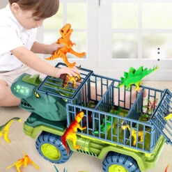 Kids Dinosaur Transport Car Carrier Truck With 3 Dino Toys Friction Powered Dinosaur Set For Boys Girls -Children Toys Sale dinosaur transport truck 2