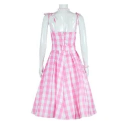 Pink Barbara Plaid Dress With Earrings Necklace And Headwear Included Beach Vacation Dress Up -Children Toys Sale disney barbie dress pink plaid movie barbie cosplay costume 5
