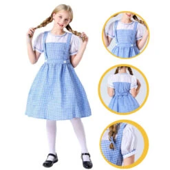 Girls Dorothea Costume Kids Wizard Princess Dorothee Gale Blue Dress For Cosplay 15 Girls Dorothea Costume Kids Wizard Princess Dorothee Gale Blue Dress For Cosplay -Children Toys Sale dorthy costume 2