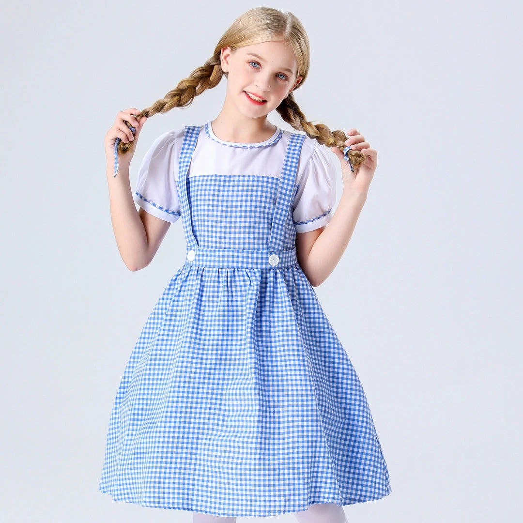 Girls Dorothea Costume Kids Wizard Princess Dorothee Gale Blue Dress For Cosplay 6 Girls Dorothea Costume Kids Wizard Princess Dorothee Gale Blue Dress For Cosplay - Image 6