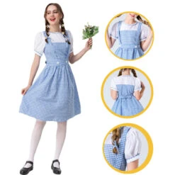 Adult Dorothea Costume Wizard Princess Dorothee Gale Blue Dress Halloween Cosplay Outfit 14 Adult Dorothea Costume Wizard Princess Dorothee Gale Blue Dress Halloween Cosplay Outfit -Children Toys Sale dorthy costume 7