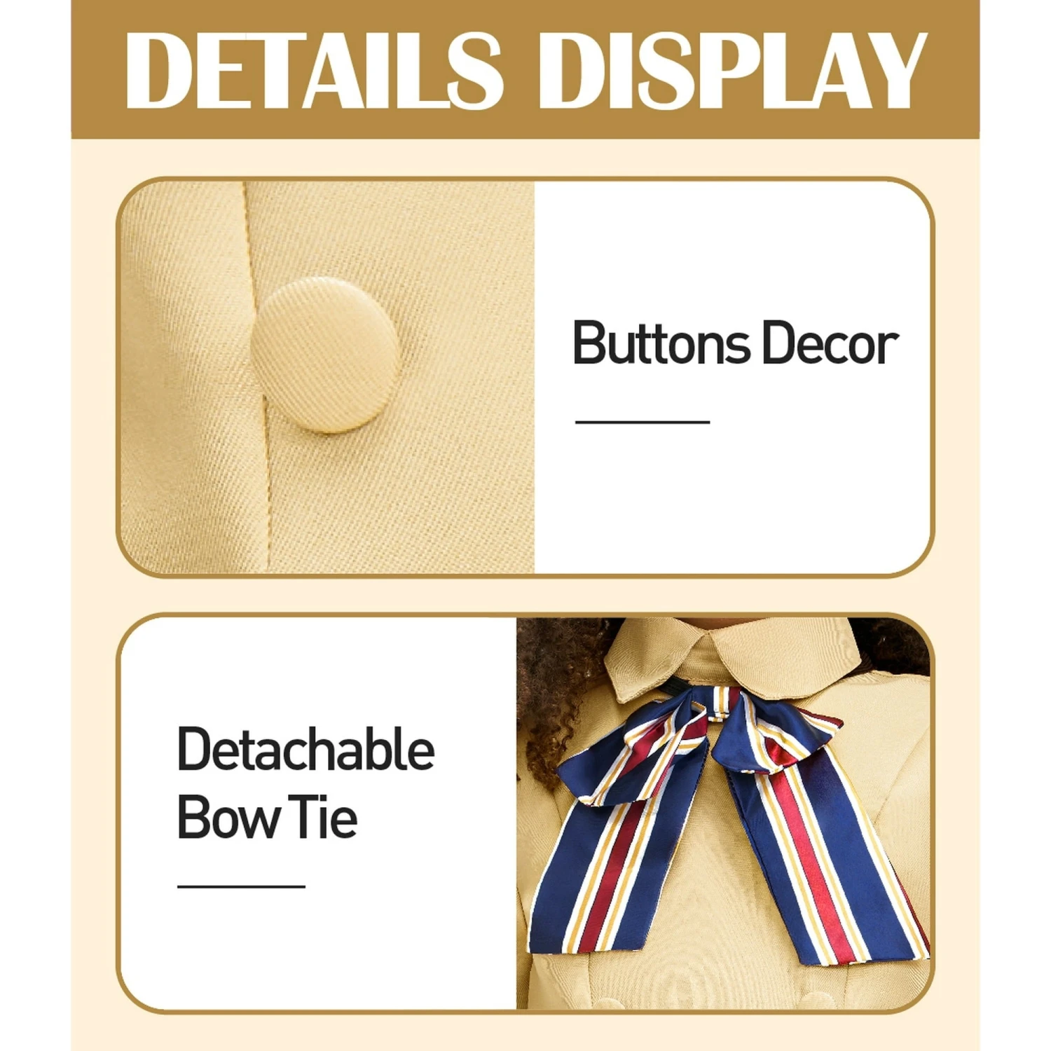 Megan Dress Kids Adults AI Robot Khaki Costume Shirt Dress And Bowknot Full Set For Halloween Carnival 5 Megan Dress Kids Adults AI Robot Khaki Costume Shirt Dress And Bowknot Full Set For Halloween Carnival - Image 5