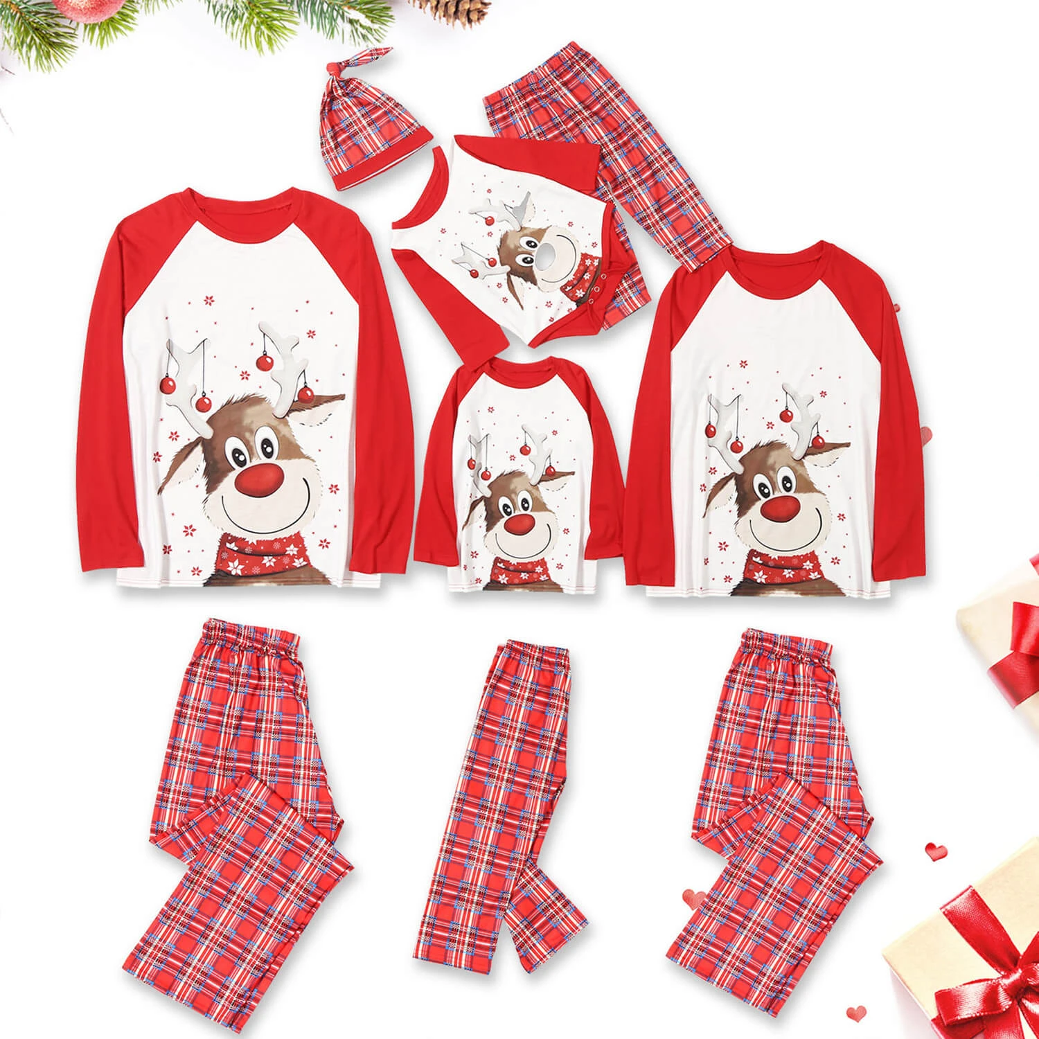 Family Christmas Pajamas For Whole Members Santa's Deer Sleepwear Pjs Set 1 Family Christmas Pajamas For Whole Members Santa's Deer Sleepwear Pjs Set