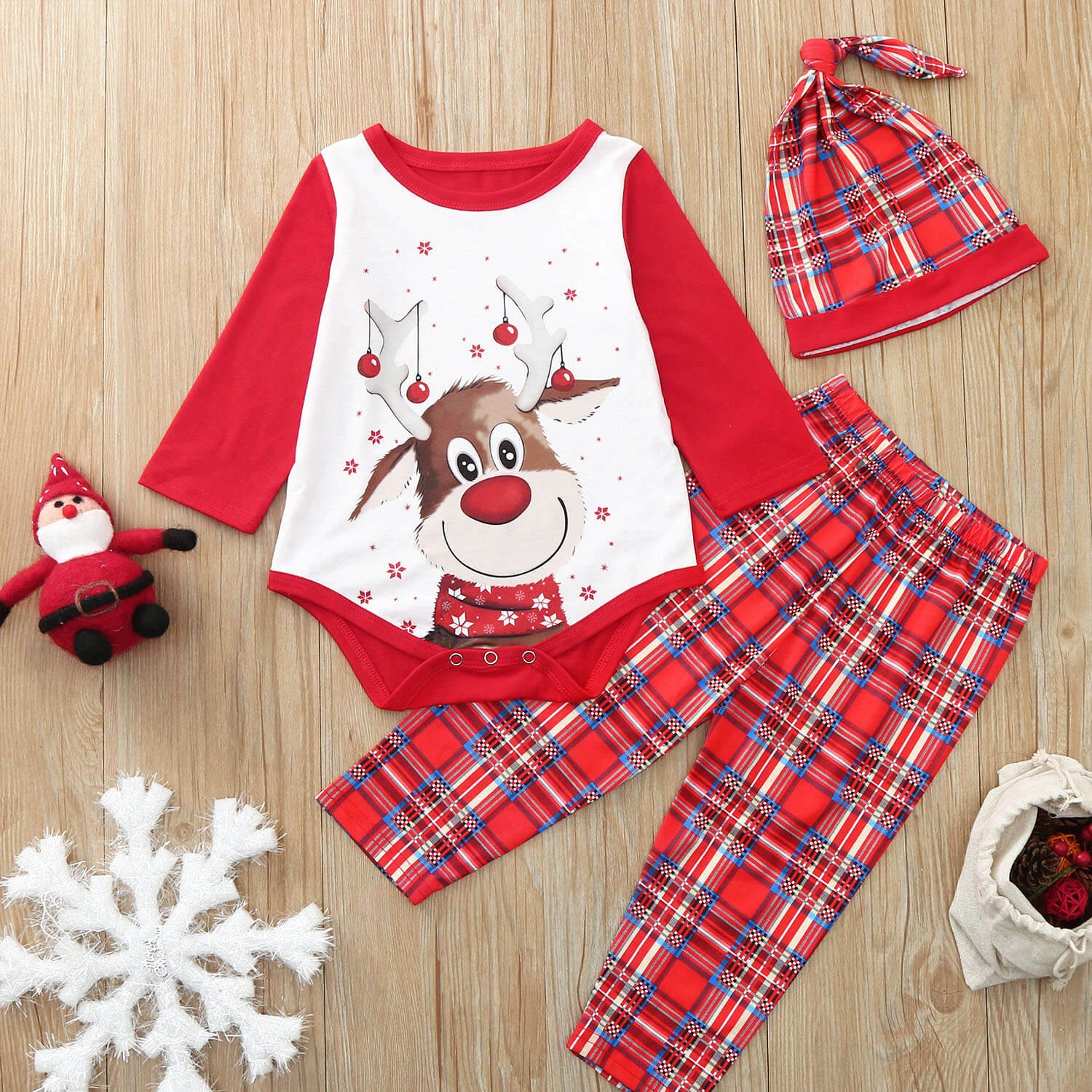 Family Christmas Pajamas For Whole Members Santa's Deer Sleepwear Pjs Set 2 Family Christmas Pajamas For Whole Members Santa's Deer Sleepwear Pjs Set - Image 2