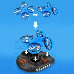 Mini RC Drone Boat Car 3in1 Remote Control Aircraft Speedboat Racing Car Toy For Kids -Children Toys Sale floatplanelightaircraft 4