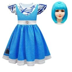 Girls Zombies Costume Kids A-Li Dress Gloves Wig Full Set Alien Cosplay Outfit For Hallween -Children Toys Sale girls A li zombies costume 2
