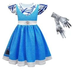 Girls Zombies Costume Kids A-Li Dress Gloves Wig Full Set Alien Cosplay Outfit For Hallween -Children Toys Sale girls A li zombies costume 4
