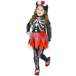Boys Girls Halloween Scary Skeleton Suit Kids Skull Role Play Costume Corpse Bride Fancy Dress -Children Toys Sale girls Skeleton Suit corpse bride 3
