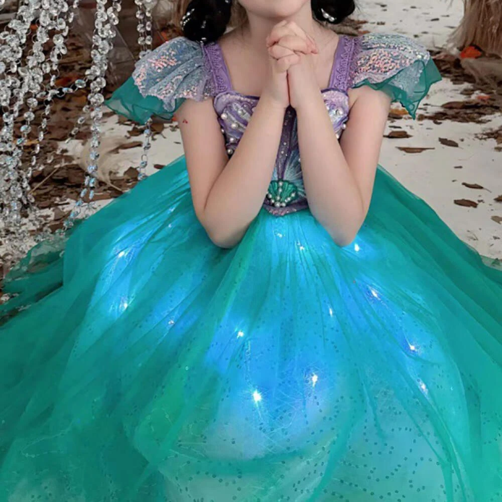 Kids Light Up Mermaid Dress Princess Ariel Dress Up Costume Party Birthday Halloween Costumes 1 Kids Light Up Mermaid Dress Princess Ariel Dress Up Costume Party Birthday Halloween Costumes