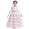 Kids Ariel Costume Mermaid Cosplay Party Dress Layered Ariel Pink Dress For Halloween Carnival