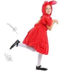 Kids Plush Bunny Dress Soft Fuzzy Bunny Costume For Girls 5-10 Years -Children Toys Sale girls bunny dress easter costume 1