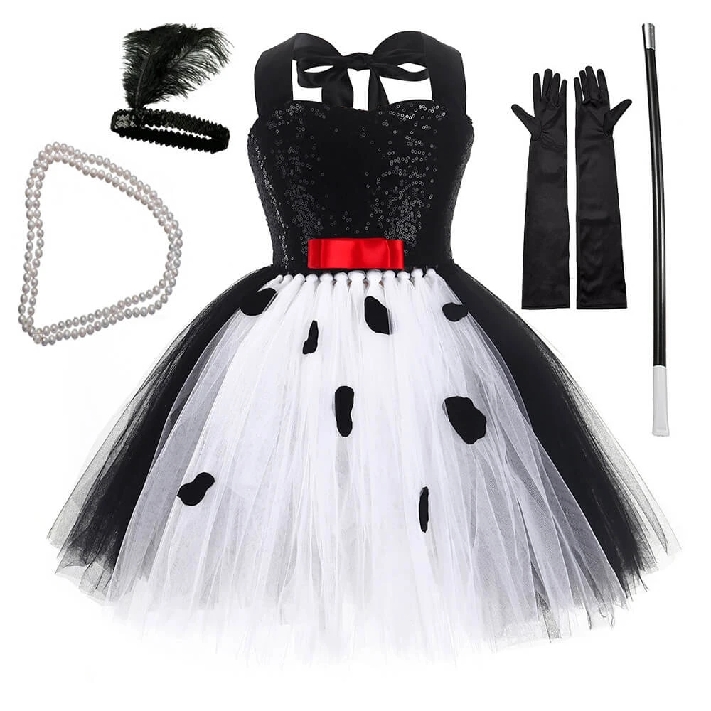 Grils White/Black Witch Costume One Shoulder Sleeveless Evening Dress With Accessories For Halloween Carnival 1 Grils White/Black Witch Costume One Shoulder Sleeveless Evening Dress With Accessories For Halloween Carnival