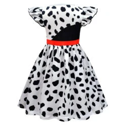 Grils White/ Black Costume Halloween Cosplay Dress Kids Cosplay Dress Wig Bag Full Set -Children Toys Sale girls cruella dress 3