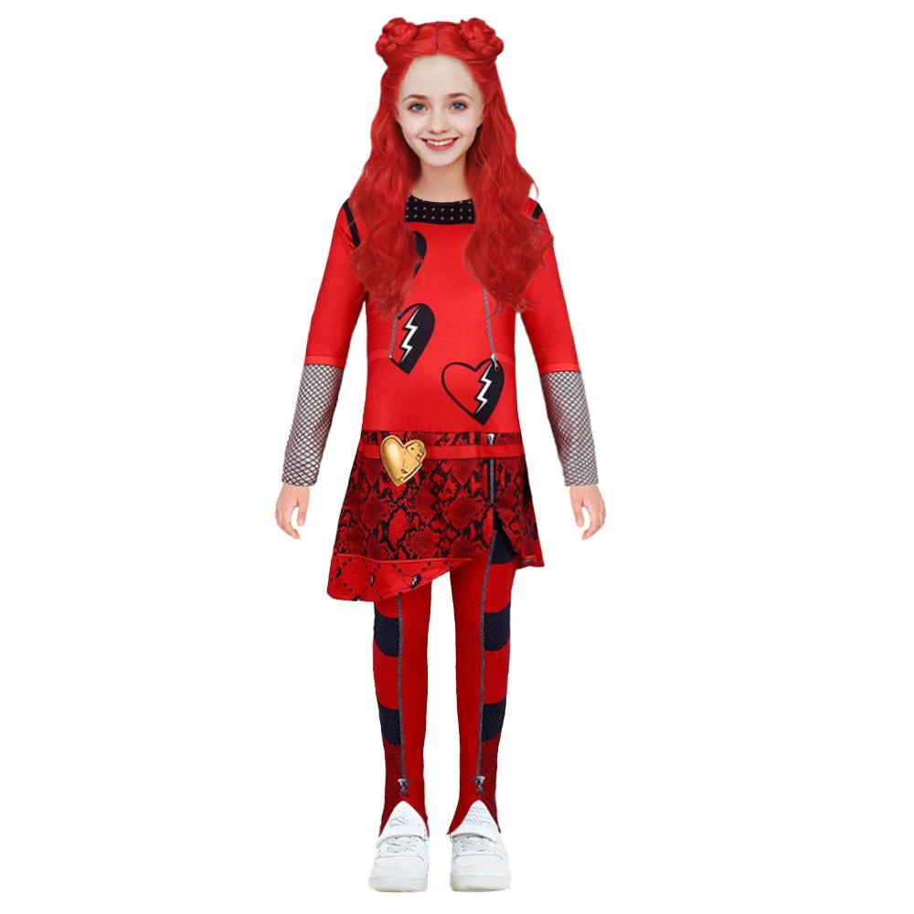 Girls Princess Red Costume The Rise Of Red Jumpsuit And Wig For Cosplay 1 Girls Princess Red Costume The Rise Of Red Jumpsuit And Wig For Cosplay