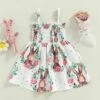 Baby Girl Easter Dress Bunny Floral Print Tutu Party Dresses Sling Bunny Sundress