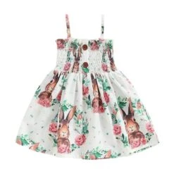 Baby Girl Easter Dress Bunny Floral Print Tutu Party Dresses Sling Bunny Sundress -Children Toys Sale girls easter bunny dress 4