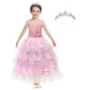 Girls Glinda Costume Pink Glinda Cosplay Outfit Sequins Party Dress Up