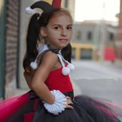 Girls Harley Joker Costume Harley Cosplay Outfit Dress And Accessories Full Set For Halloween Carnival -Children Toys Sale girls harley quinn costume 3