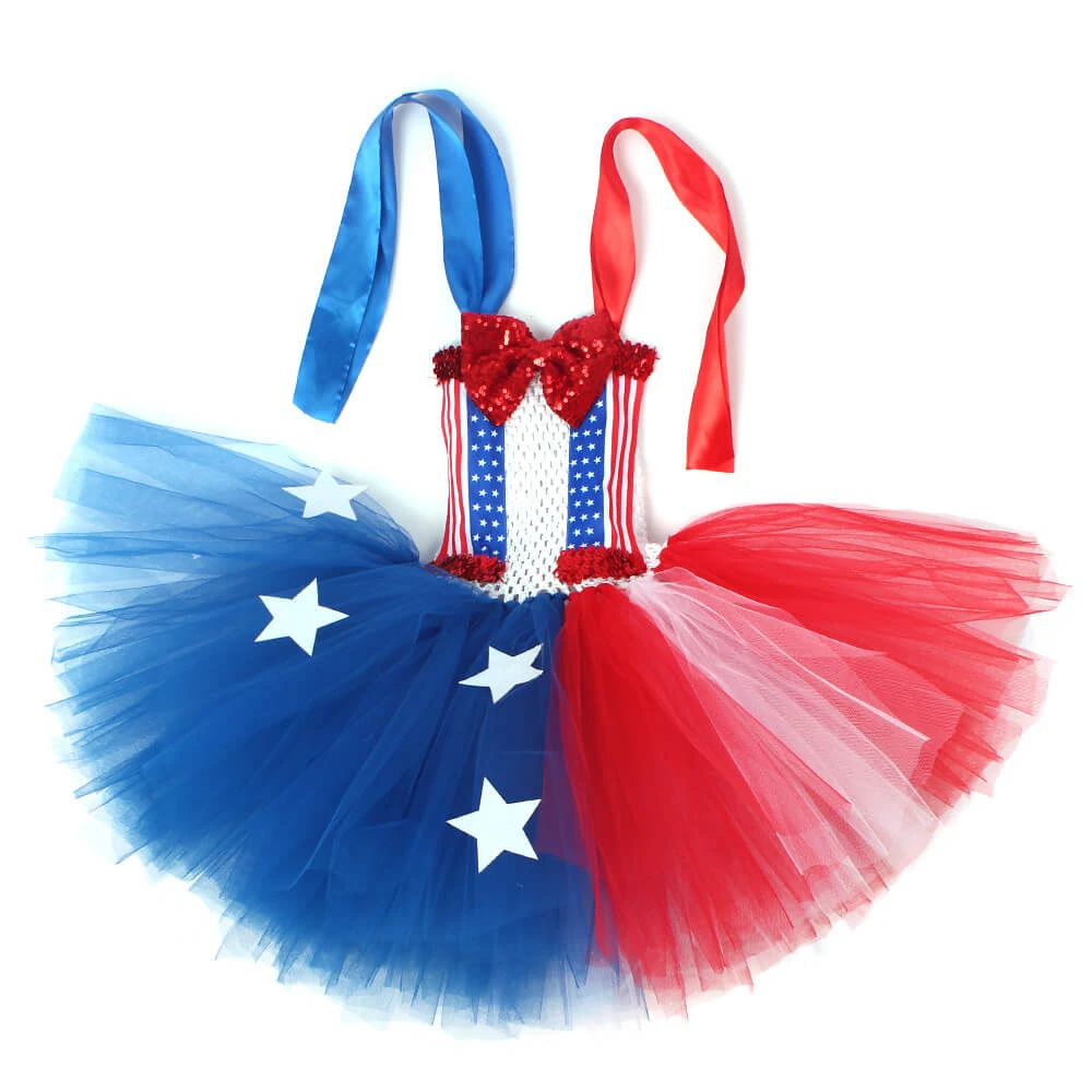 July 4th Girls Dress Sleeveless Summer Tutu Dress With Headband Independent Day Outfit 3 July 4th Girls Dress Sleeveless Summer Tutu Dress With Headband Independent Day Outfit - Image 3