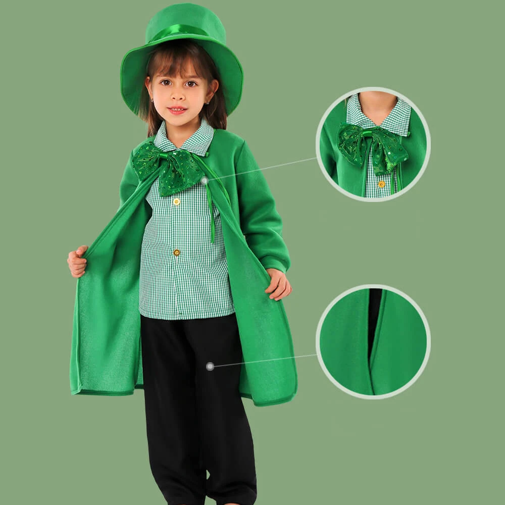 Girls St Patricks Day Outfit Leprechaun Cape And Hat 2pcs Suit For Paddys Day Carnival 7 Girls St Patricks Day Outfit Leprechaun Cape And Hat 2pcs Suit For Paddys Day Carnival - Image 7