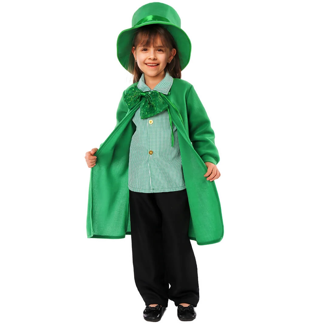 Girls St Patricks Day Outfit Leprechaun Cape And Hat 2pcs Suit For Paddys Day Carnival 2 Girls St Patricks Day Outfit Leprechaun Cape And Hat 2pcs Suit For Paddys Day Carnival - Image 2