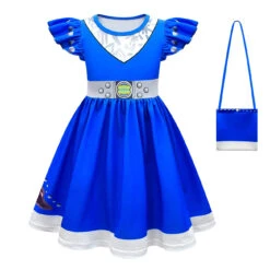 Girls A-Li Aliens Dress Halloween Cosplay Blue Butterly Dress Optional Bag -Children Toys Sale girls zombie 3 A li dress 3
