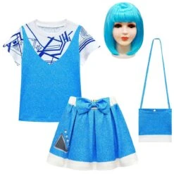 Girls Zombies Cosplay Costume Kids A-Li Tees Skirt Suit With Bag And Wig For Age 3-8Y