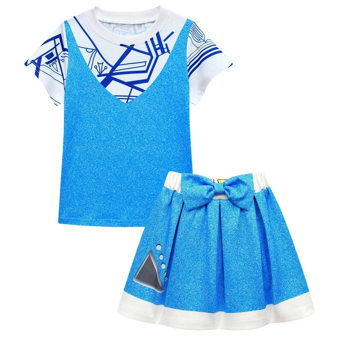 Girls Zombies Cosplay Costume Kids A-Li Tees Skirt Suit With Bag And Wig For Age 3-8Y 2 Girls Zombies Cosplay Costume Kids A-Li Tees Skirt Suit With Bag And Wig For Age 3-8Y - Image 2