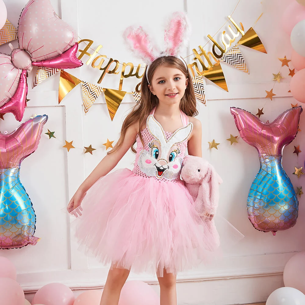 Girls Lovely Bunny Tutu Dress With Headband Backless Bunny Costume 1 Girls Lovely Bunny Tutu Dress With Headband Backless Bunny Costume