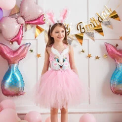 Girls Lovely Bunny Tutu Dress With Headband Backless Bunny Costume 11 Girls Lovely Bunny Tutu Dress With Headband Backless Bunny Costume -Children Toys Sale grils easter day dress bunny 5