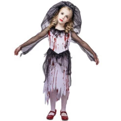 Halloween Girls Zombie Dress Scary Blood Zombie Bride Costume For Role Play -Children Toys Sale halloween girls zombie dress dress up costume 7