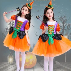 Girls Halloween Cosplay Costume Witch Dress Hat Candy Bag And Magic Stick Sets For Role Play 18 Girls Halloween Cosplay Costume Witch Dress Hat Candy Bag And Magic Stick Sets For Role Play -Children Toys Sale halloween witch cosplay costume hat sets 10