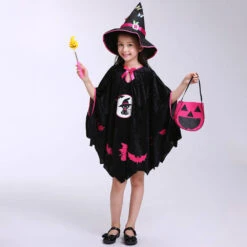 Girls Halloween Cosplay Costume Witch Dress Hat Candy Bag And Magic Stick Sets For Role Play 21 Girls Halloween Cosplay Costume Witch Dress Hat Candy Bag And Magic Stick Sets For Role Play -Children Toys Sale halloween witch cosplay costume hat sets 4