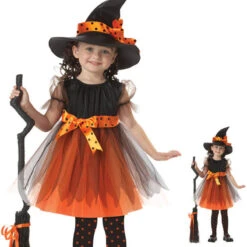 Girls Halloween Cosplay Costume Witch Dress Hat Candy Bag And Magic Stick Sets For Role Play 22 Girls Halloween Cosplay Costume Witch Dress Hat Candy Bag And Magic Stick Sets For Role Play -Children Toys Sale halloween witch cosplay costume hat sets 9