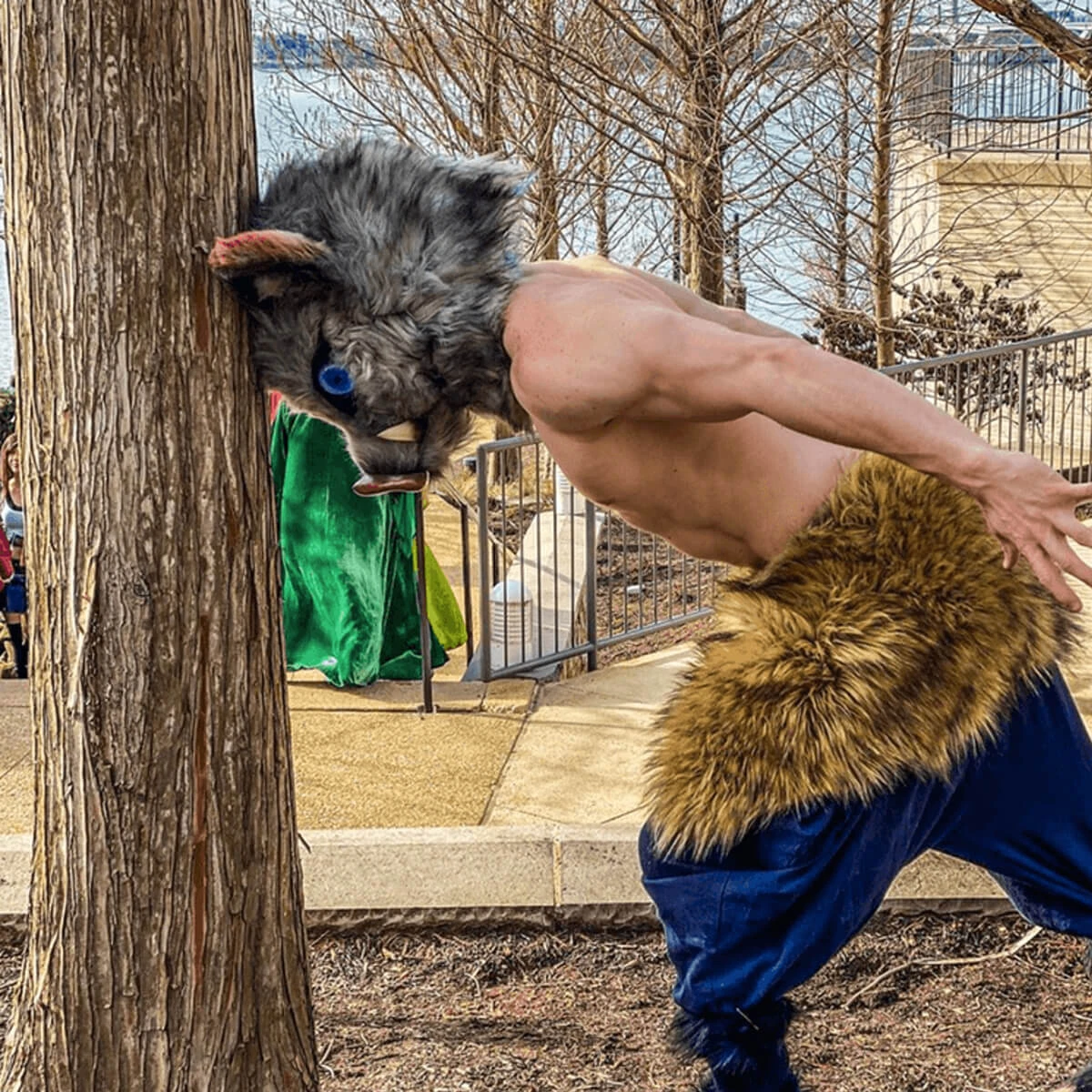 Hashibira Inosuke Cosplay Costume Apron Pants With Plush Skirt Halloween Carnival Unisex Outfits 5 Hashibira Inosuke Cosplay Costume Apron Pants With Plush Skirt Halloween Carnival Unisex Outfits - Image 5