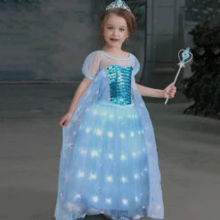 Light Up Dress For Elsa Girls Princess Dress Snow Queen Birthday Dress Party Dress -Children Toys Sale iSmartta faceswap11