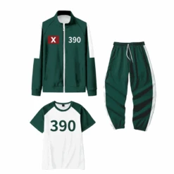 Kids And Adults Game 3 Cosplay Tracksuit With T-shirt Green Players 3PCS Set For Halloween Party
