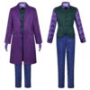 Adult Guason Costume Joker Cosplay Outfit Purple Joker Halloween Overcoat Suit For Men