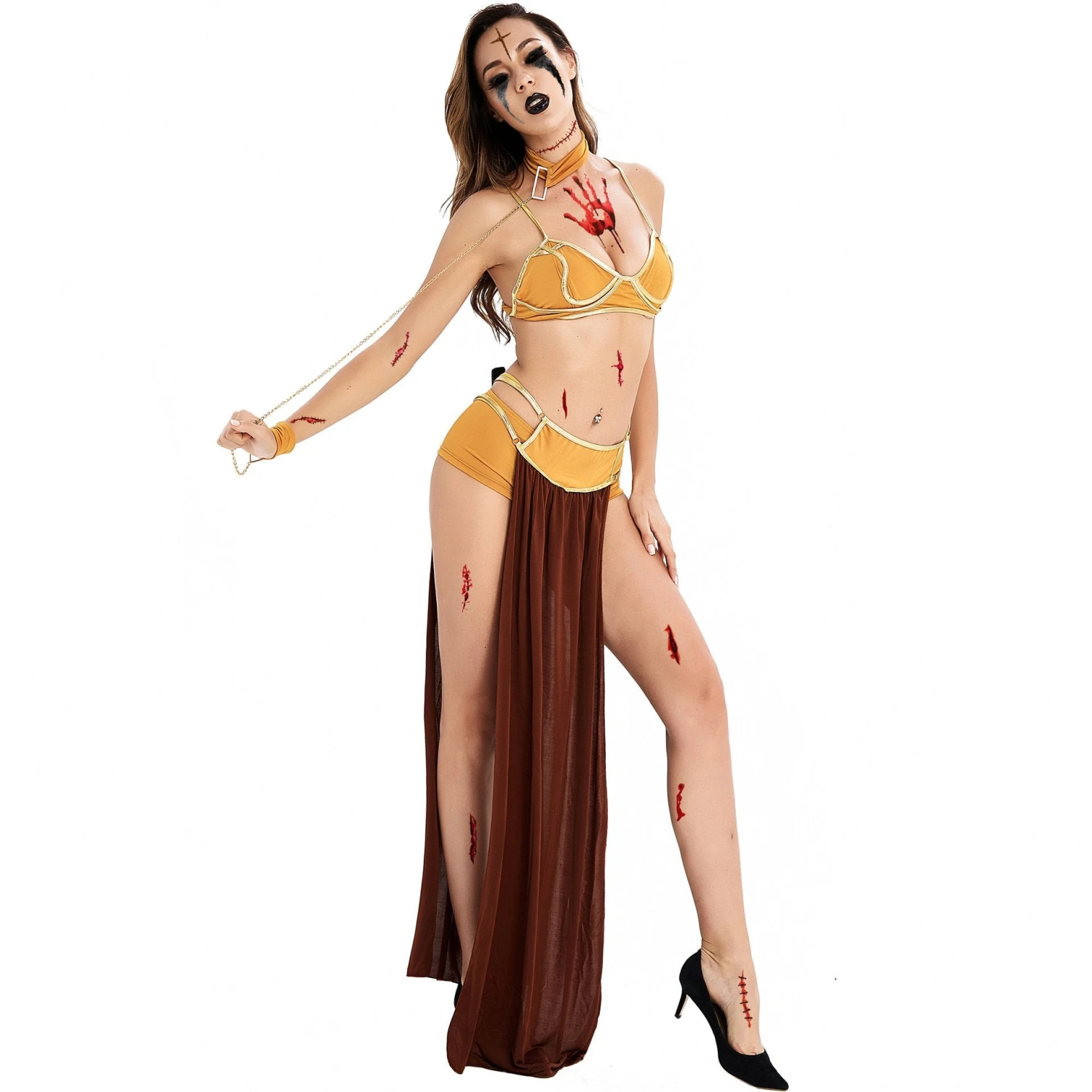 Slave Leia Bikini Princess Gold Leia Bikini Outfit Women Halloween Costume 1 Slave Leia Bikini Princess Gold Leia Bikini Outfit Women Halloween Costume