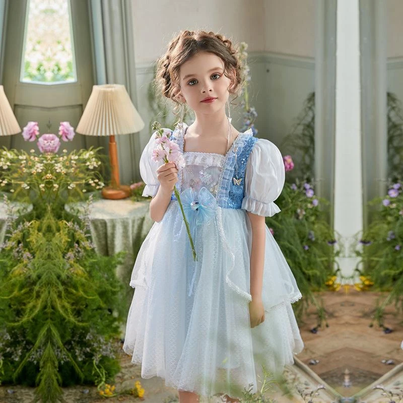 Girl Mermaid Princess Dress Cute Puff Sleeve Sequin Ball Gown Dress Fancy Dress Up Costume 3 Girl Mermaid Princess Dress Cute Puff Sleeve Sequin Ball Gown Dress Fancy Dress Up Costume - Image 3