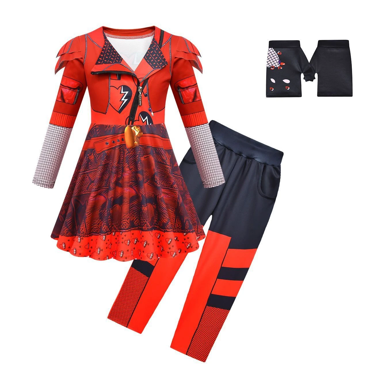 Girls Red Costume The Rise Of Red Cosplay Dress Pants And Gloves For Halloween 8 Girls Red Costume The Rise Of Red Cosplay Dress Pants And Gloves For Halloween - Image 8