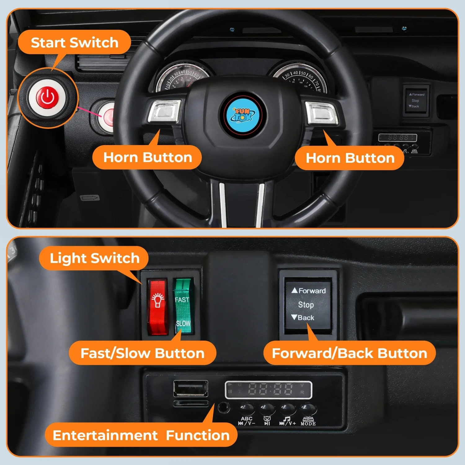 24V 2-Seater Kids Ride-On Truck Electric Toy Car With Remote Control Music LED Lights For Ages 3-8 7 24V 2-Seater Kids Ride-On Truck Electric Toy Car With Remote Control Music LED Lights For Ages 3-8 - Image 7