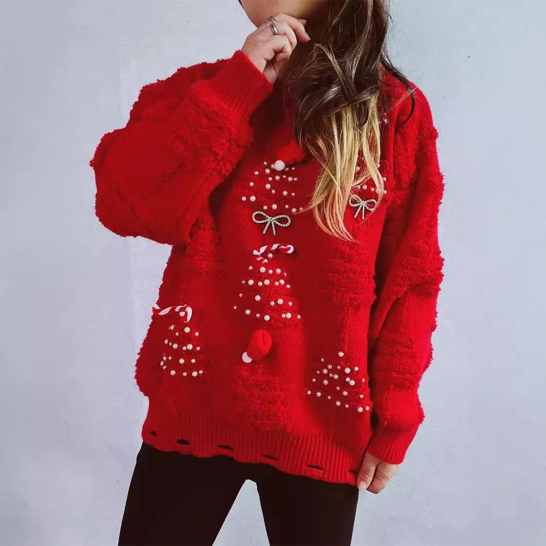 Female Christmas Sweater Warm Xmas Party Outfit Cute Holiday Costume For Women 2 Female Christmas Sweater Warm Xmas Party Outfit Cute Holiday Costume For Women - Image 2