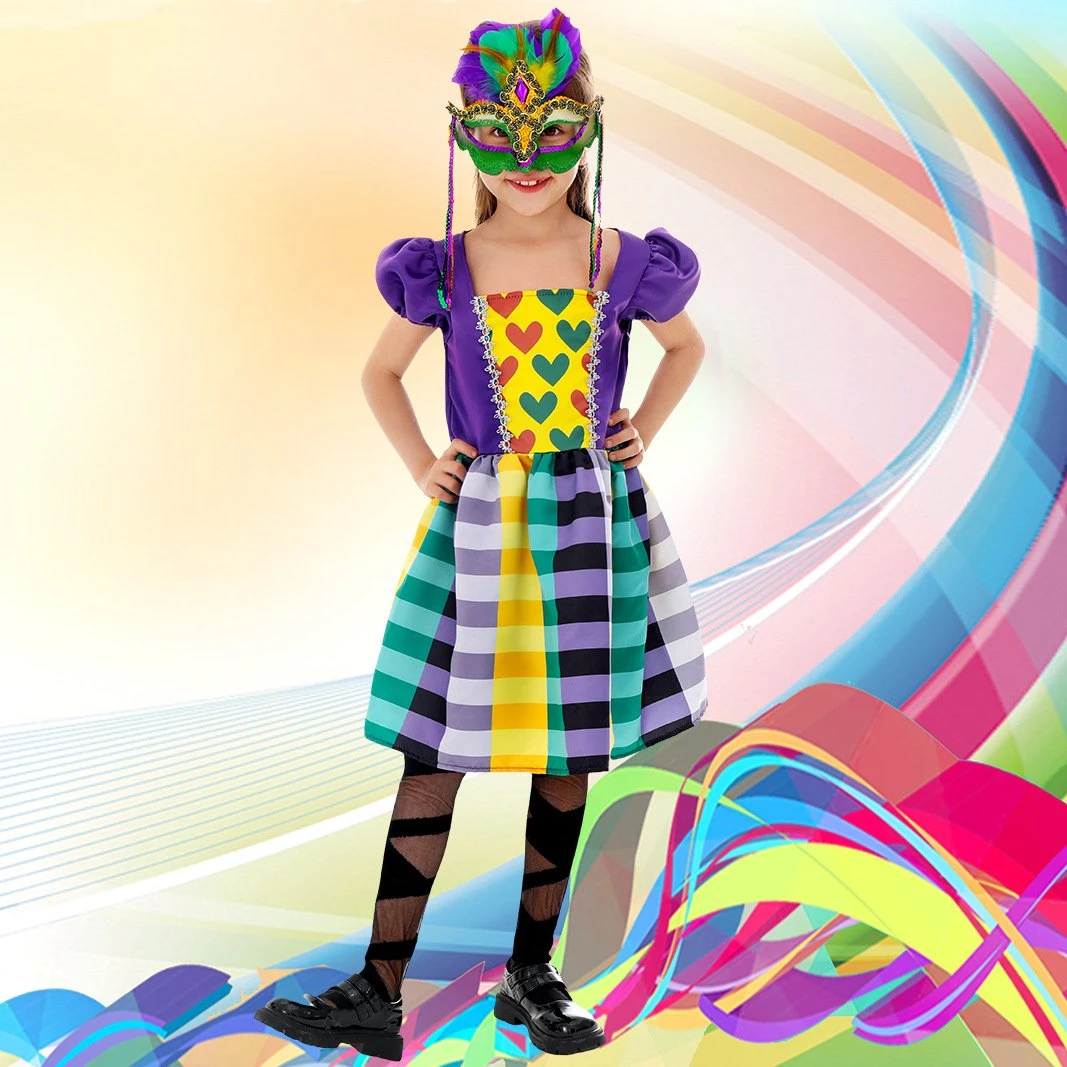 Kids Mardi Gras Dress And Mask Madrigas Costume Funny Outfit For Carnival 1 Kids Mardi Gras Dress And Mask Madrigas Costume Funny Outfit For Carnival