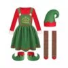 Elf Costume Cute Xmas Dress Hat Socks And Shoes 4pcs Suit Christmas Outfit For Kids Adults