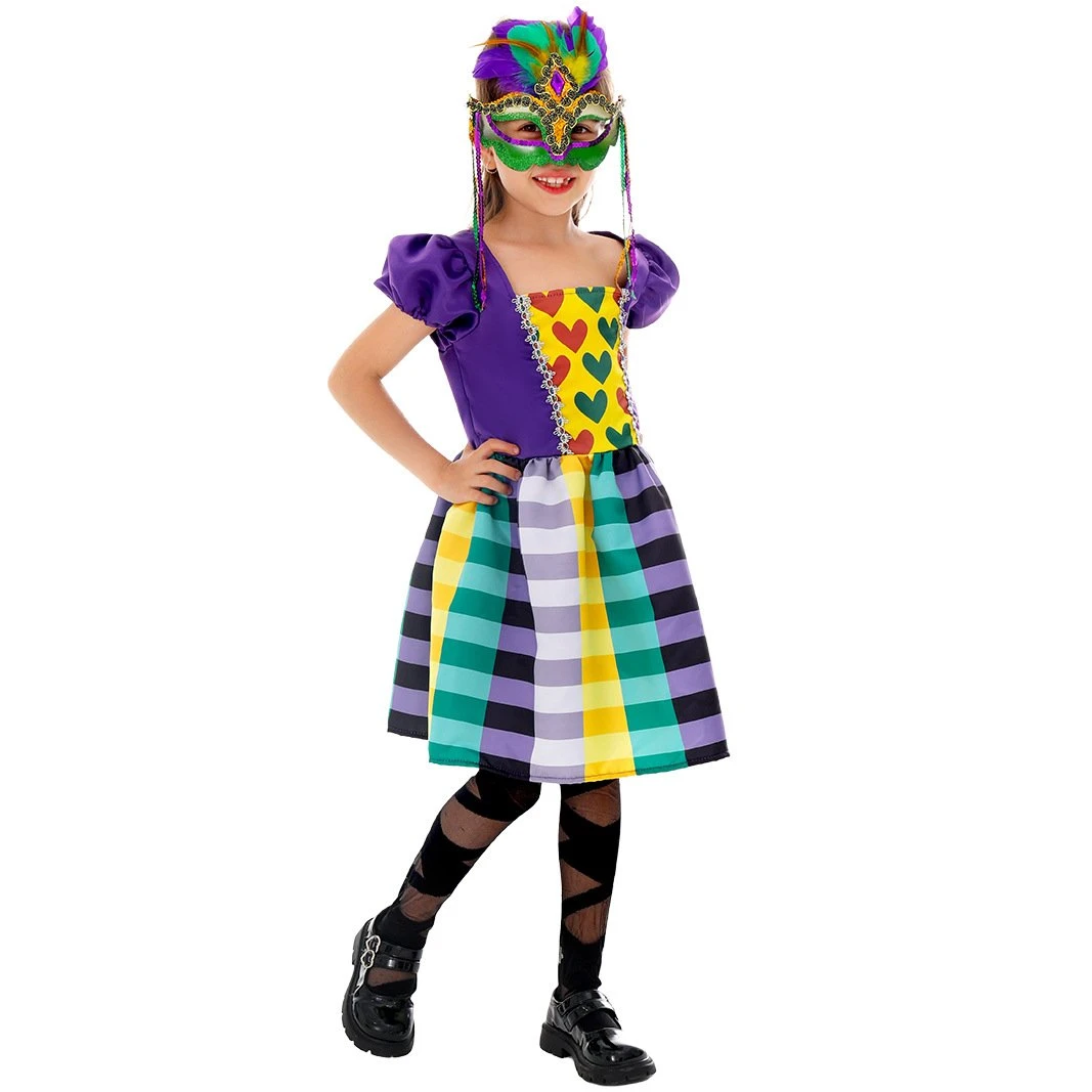 Kids Mardi Gras Dress And Mask Madrigas Costume Funny Outfit For Carnival 3 Kids Mardi Gras Dress And Mask Madrigas Costume Funny Outfit For Carnival - Image 3