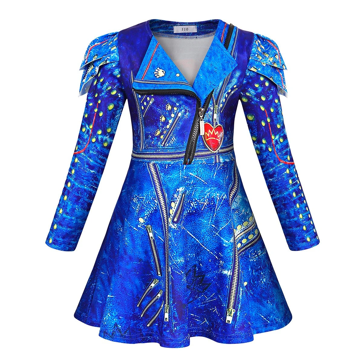 Girls Evie Costume Blue Dress And Wig Cosplay Outfit For Halloween Party 3 Girls Evie Costume Blue Dress And Wig Cosplay Outfit For Halloween Party - Image 3