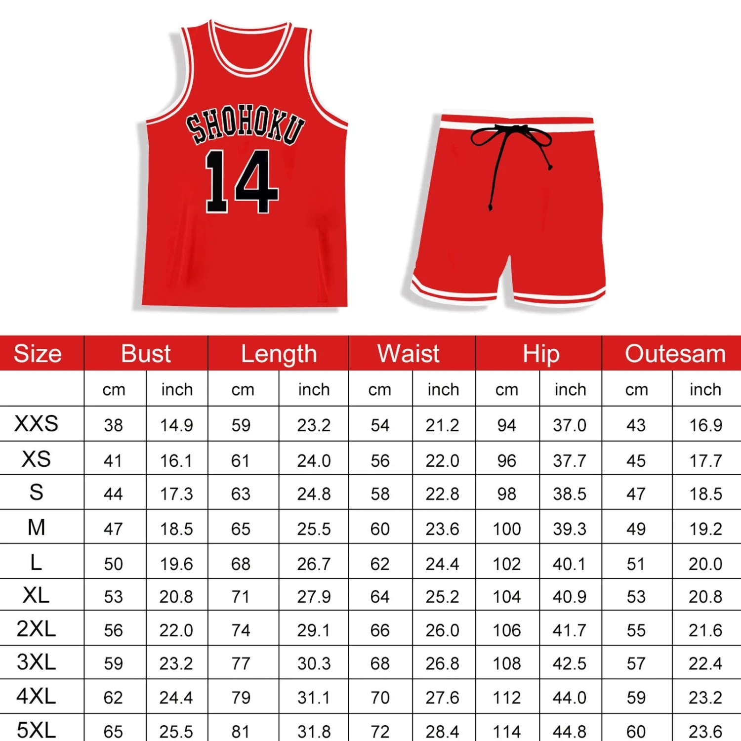 Shohoku Jersey Basketball Vest Shorts Suit Hanamichi Sakuragi Kaede Rukawa Sleeveless Sportswear For Kids Adults 14 Shohoku Jersey Basketball Vest Shorts Suit Hanamichi Sakuragi Kaede Rukawa Sleeveless Sportswear For Kids Adults - Image 14